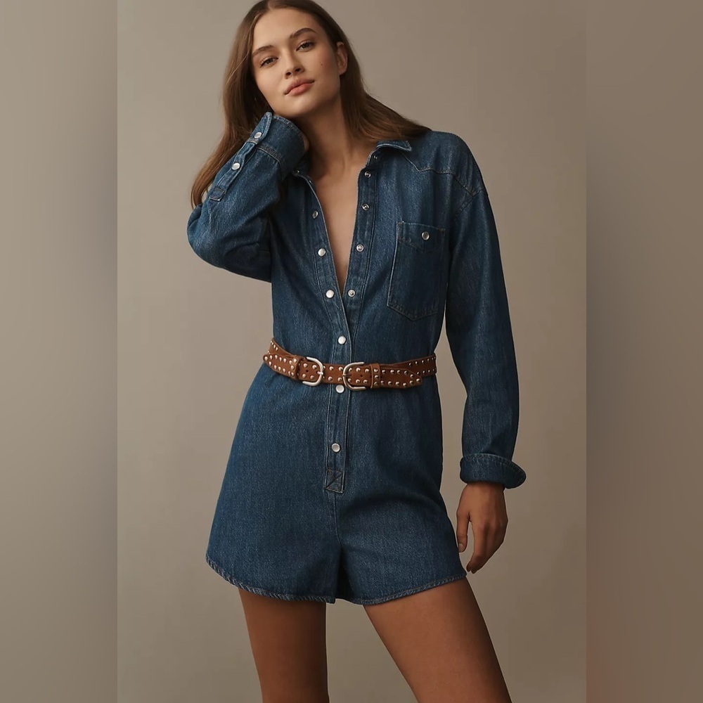 NWT! Anthropologie Pilcro Denim Buttondown Romper - Size Large 🏵️